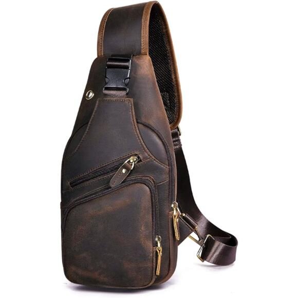 Men Fashion Casual Tea Designer Travel Hiking Crossbody Chest Sling Bag Rig One - Picture 1 of 8